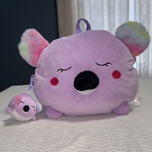 Smoochypals Purple Koala Plush Squishy Backpack with Keychain 16 inch